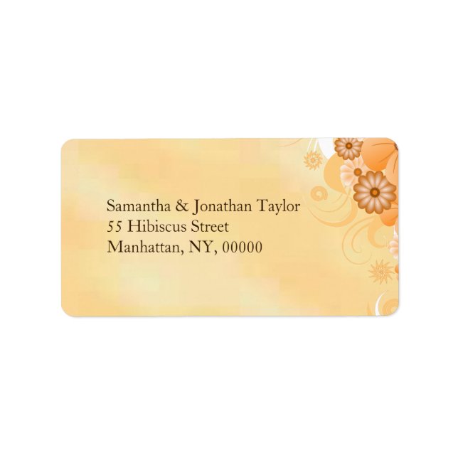 Ivory Gold Hibiscus Floral Medium Wedding Labels (Front)