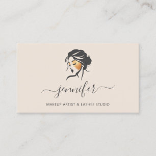 Ivory Gold Makeup Artist Logo Lashes QR CODE Business Card
