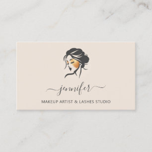 Ivory Gold Makeup Artist Logo Lashes QR CODE Business Card
