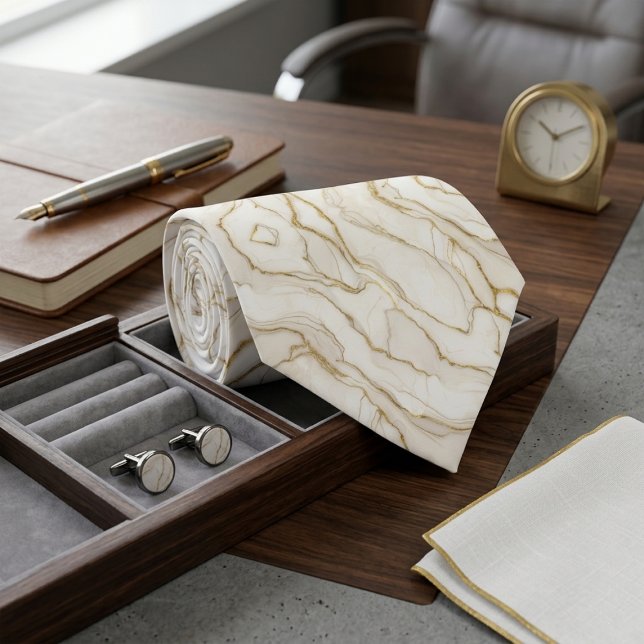 Ivory & Gold Marble Tie (Creator Uploaded)