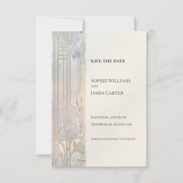 Ivory Gold Nouveau Save The Date (Front)