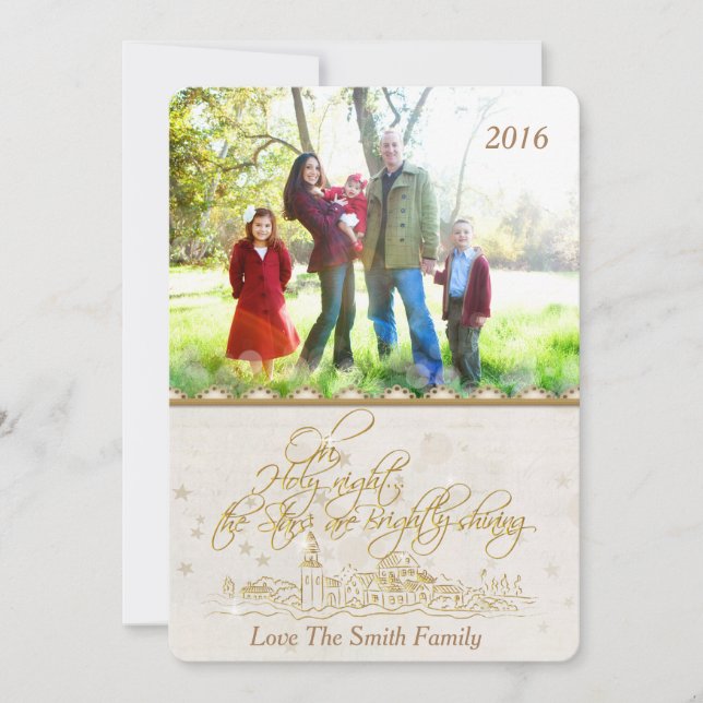 Ivory & Gold O Holy Night 5x7 Photo Card Template (Front)
