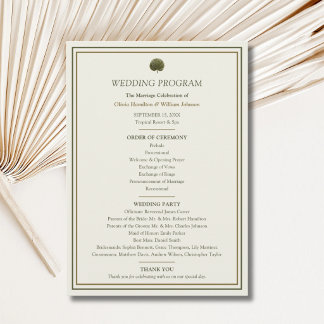 Ivory & Gold Palm Wedding Program