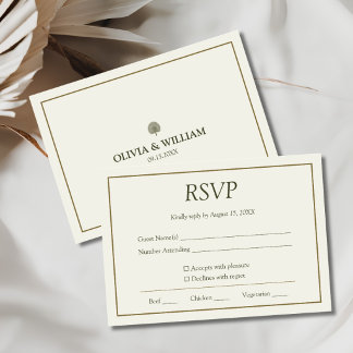 Ivory & Gold Palm Wedding RSVP Card