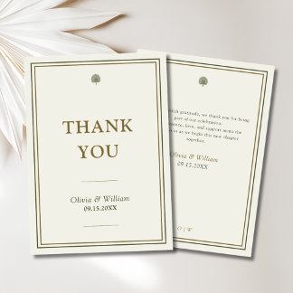 Ivory & Gold Palm Wedding Thank You Card