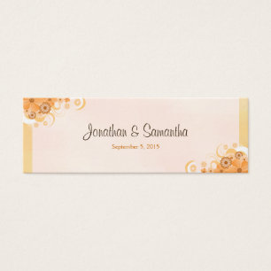 Ivory Gold Peach Floral Small Wedding Favour Tags