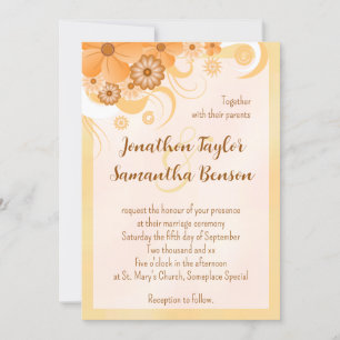 Ivory Gold & Peach Hibiscus Floral Elegant Invite