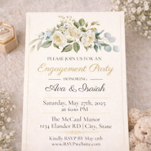 Ivory Gold Romance Engagement Party Invitation