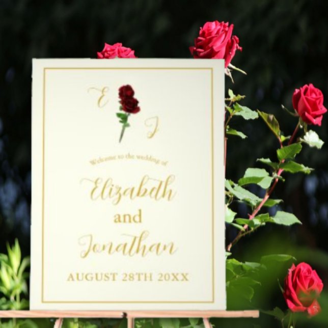 Ivory Gold Rose Wedding Acrylic Sign (Creator Uploaded)