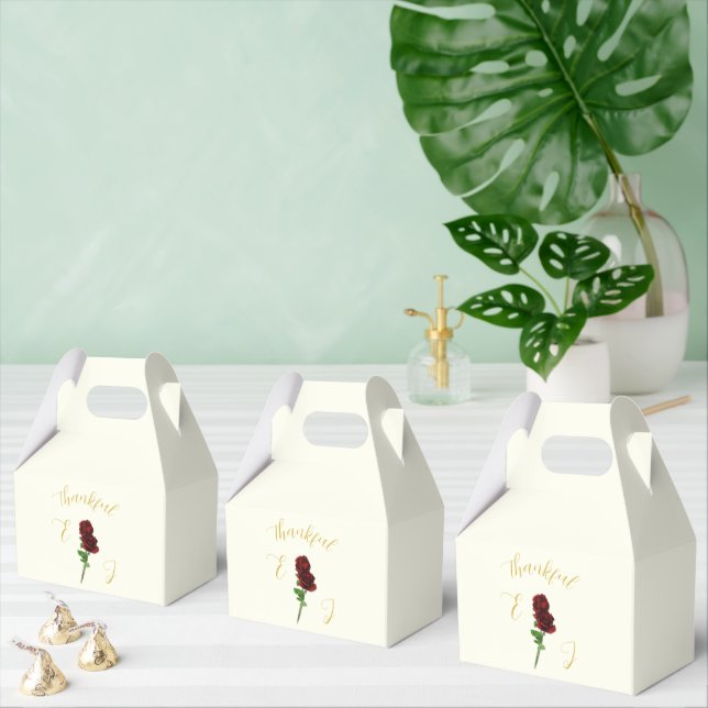 Ivory Gold Rose Wedding Favor Box (Multiple)