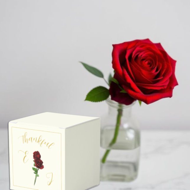 Ivory Gold Rose Wedding Favor Box (Creator Uploaded)