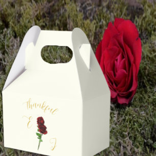 Ivory Gold Rose Wedding Favor Box