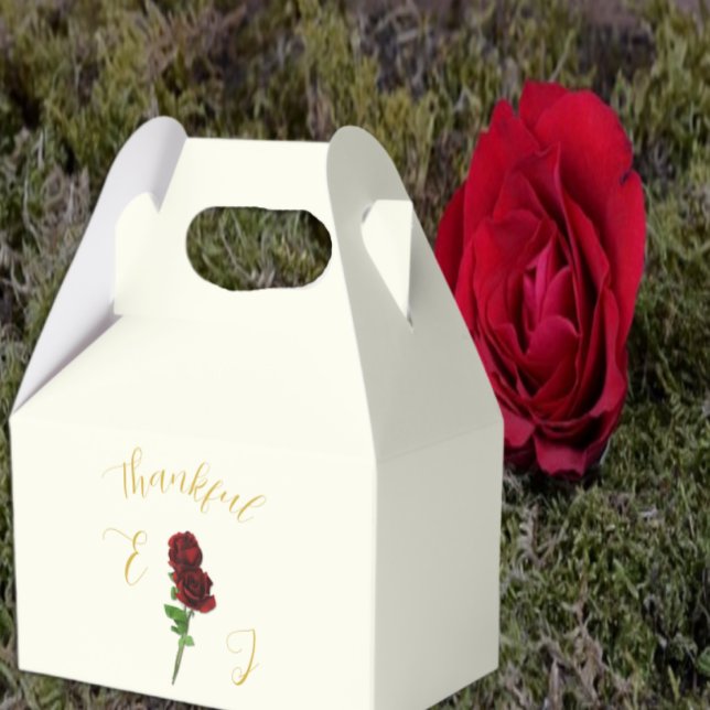 Ivory Gold Rose Wedding Favor Box (Creator Uploaded)