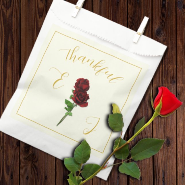 Ivory Gold Rose Wedding Favour Bag (Creator Uploaded)