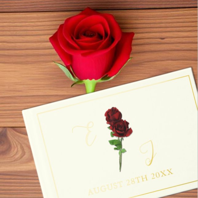 Ivory Gold Rose Wedding Guest Book (Creator Uploaded)