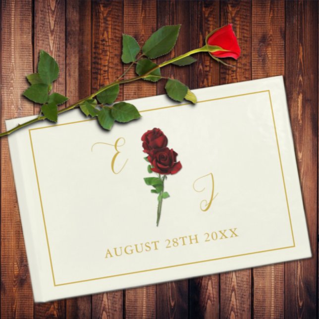 Ivory Gold Rose Wedding Guest Book (Creator Uploaded)