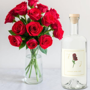Ivory Gold Rose Wedding Liquor Bottle Label