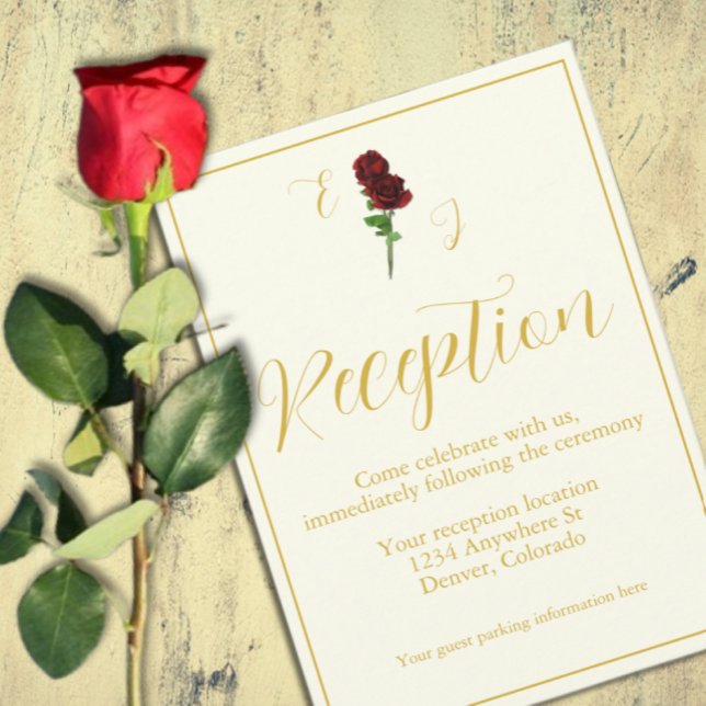 Ivory Gold Rose Wedding Reception Enclosure Card (Creator Uploaded)