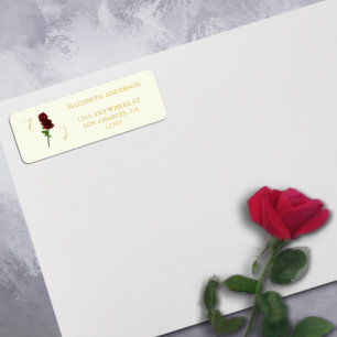 Ivory Gold Rose Wedding Return Address Label