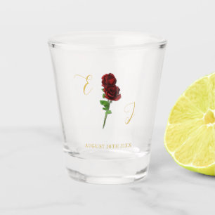 Ivory Gold Rose Wedding Shot Glass