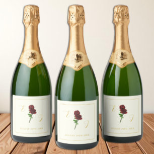Ivory Gold Rose Wedding Sparkling Wine Label