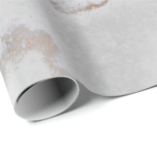 Ivory Gold Silver Grey Metallic Strokes Marble Wrapping Paper