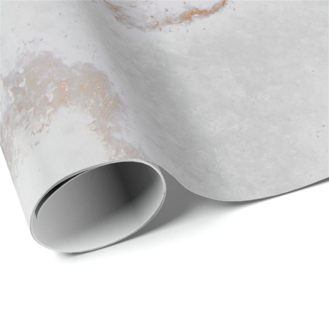 Ivory Gold Silver Grey Metallic Strokes Marble Wrapping Paper (Roll Corner)