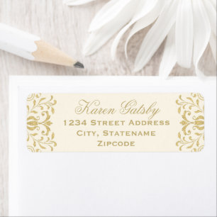 Ivory Gold Vintage Glamour Wedding Return Address
