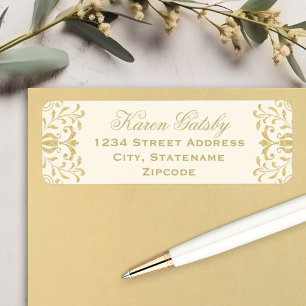 Ivory Gold Vintage Glamour Wedding Return Address