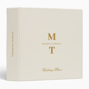 Ivory & Gold Wedding Plans Monogram Planners Binder