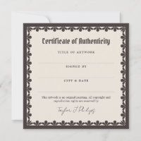 Ivory Gothic Font Certificate of Authenticity