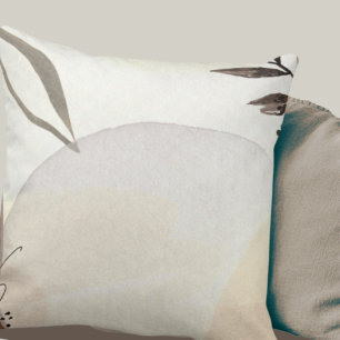 Ivory Gray & Brown Minimalist Natural Abstract Throw Pillow