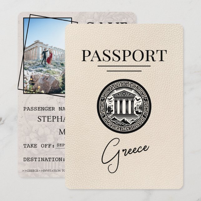 Ivory Greece Passeport Enregistrer la carte de dat (Devant / Derrière)