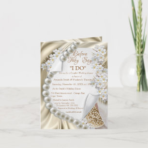 Ivory,Green,Blue,Gold on Silk Shower Invitation