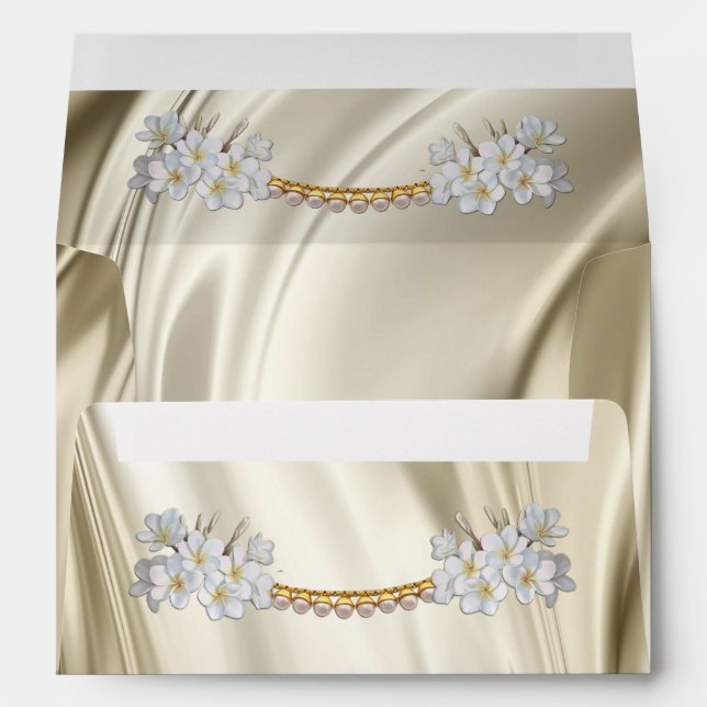 Ivory,Green,Blue,Gold Silk & Pea Wedding Envelopes (Back (Bottom))