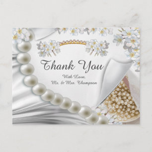 Ivory,Green,Blue,gold Silk & Pearl Tank Y Postcard