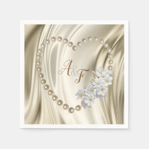 Ivory,Green,Blue,Gold Silk & Pearls Napkins