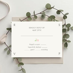 Ivory & Green   Floral Rose Wedding RSVP  Card