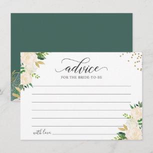 Ivory Green Gold Floral Greenery Words of Advice Card