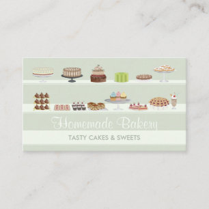 Ivory Green Tasty Bakery Cakes Sweets Candy Shop Business Card
