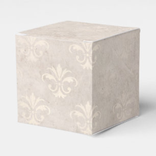 Ivory Grunge Damask Favor Box