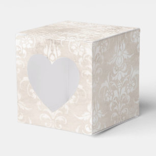 Ivory Grunge Distressed Damask Favor Box