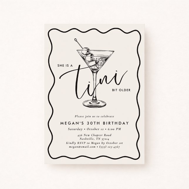 Ivory Hand Drawn A Tini Bit Older 30’s Birthday  Invitation (Creator Uploaded)