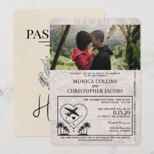 Ivory Hawaii Passport Wedding Invitation