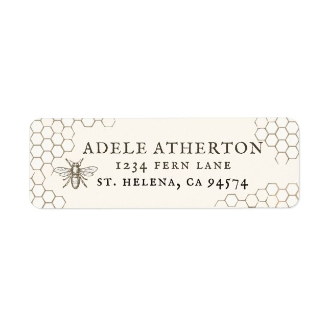 Ivory Heraldic Bee Adresse de retour (Devant)