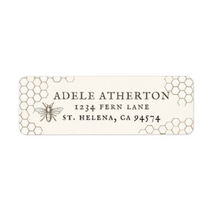 Ivory Heraldic Bee Return Address Label