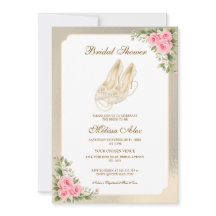 Ivory High Heels Pearls Pink Roses Bridal Shower