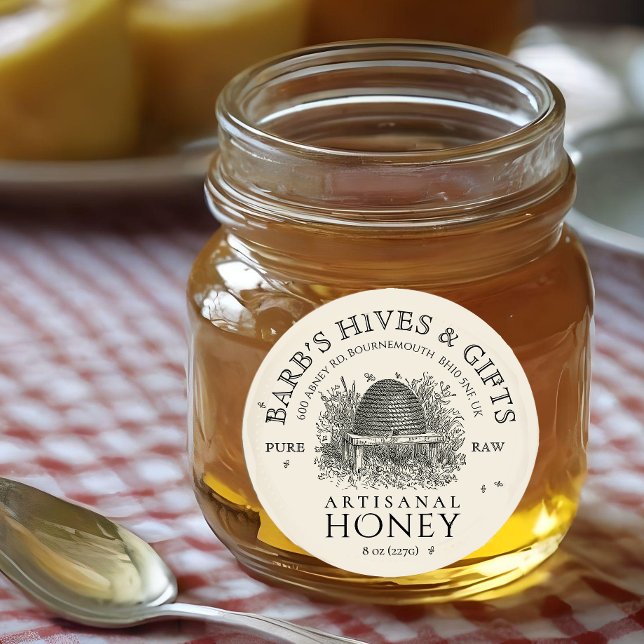 Ivory Honey Label Vintage Skep with Honeybees (Creator Uploaded)