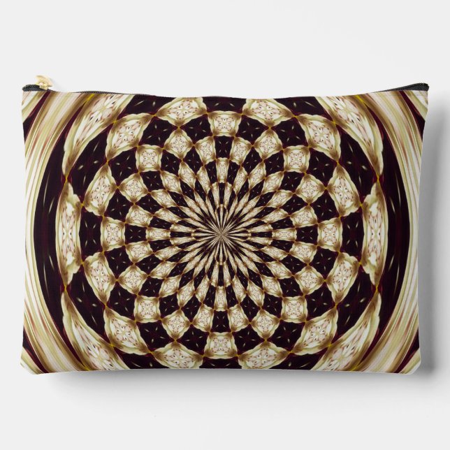 Ivory Kaleidoscope Flower Mandala Decor Accessory Pouch (Front)
