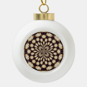 Ivory Kaleidoscope Flower Mandala Decor Ceramic Ball Christmas Ornament